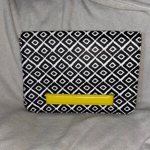 Black and White Geometric Clutch with Yellow Accent